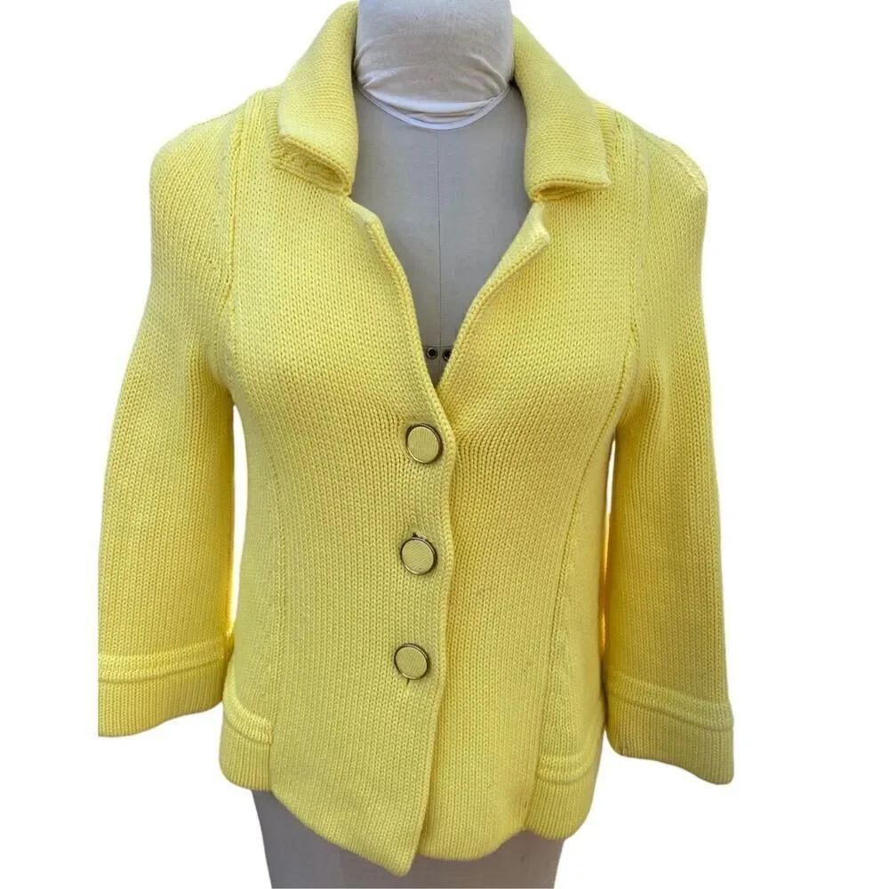 Banana Republic Chunky Knit Butter Yellow Cardigan Size S